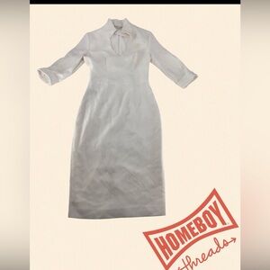 Black Halo Elegant Cream Long Sleeve Dress